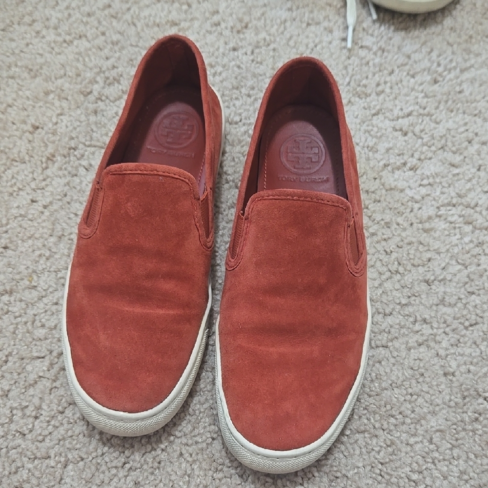 Tory Burch Orange Suede Slip-On